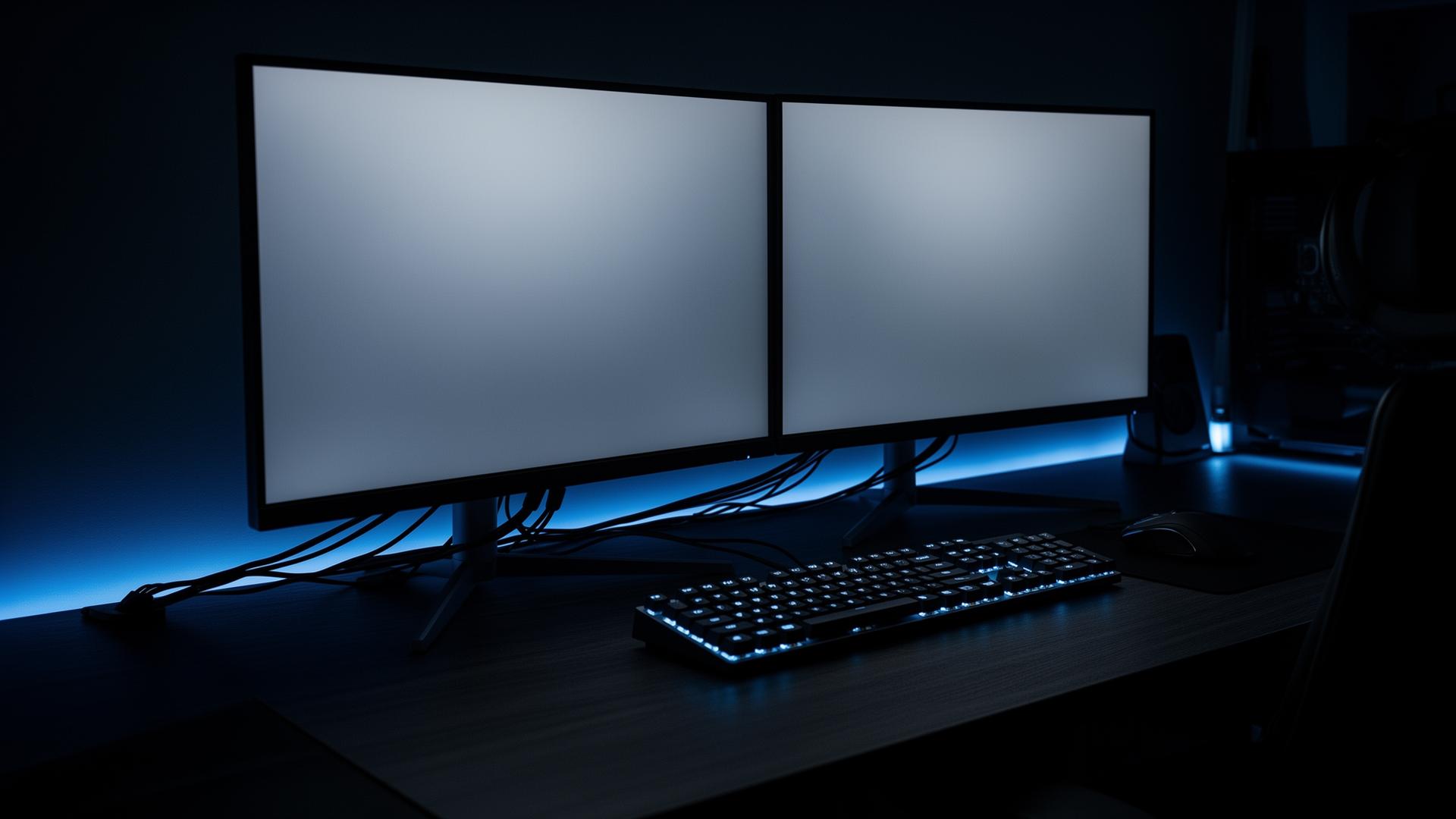 Modern ingerichte werkplek met dual monitors